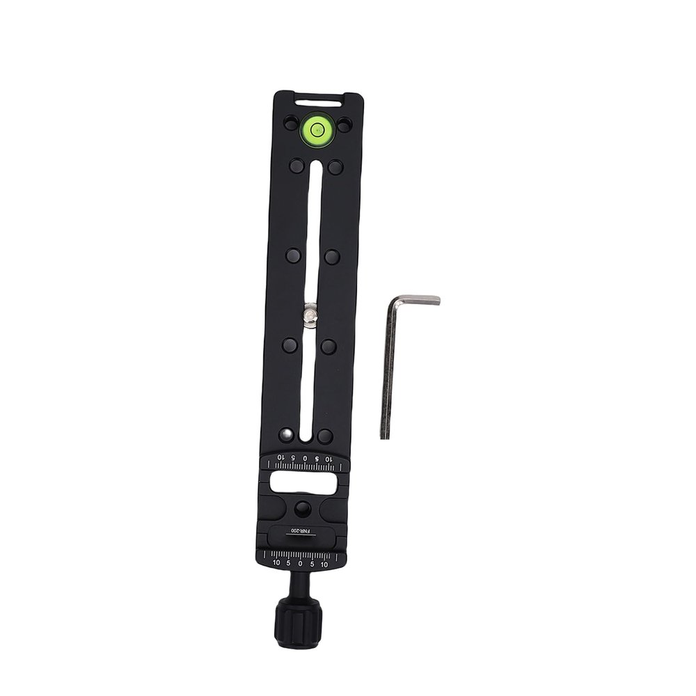 Decumeby FNR 200 Camera Rail Nodal Slide, 185mm Professional Panoramic Rail with Dual Dovetail Slots and Bubble Level, for Macro Focus Stacking and Landscape Photography