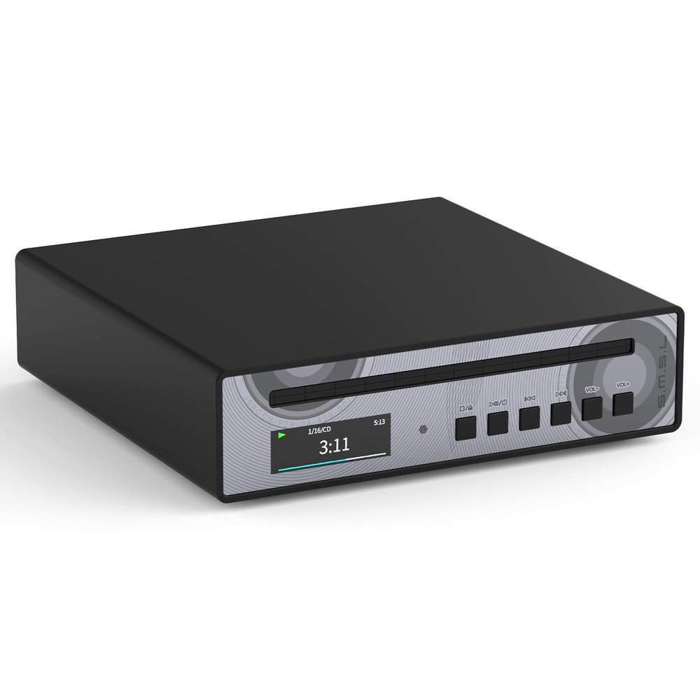 SMSL PL100PRO CD Player 2X CS43131 DAC Chip Preanplifier RCA/XLR Balanced/3.5mm HP/4.4mm HP/Optical/Coaxial Output Headphone Amplifier for Hone MQA Decoding CD Transport with Remote Control (Black)