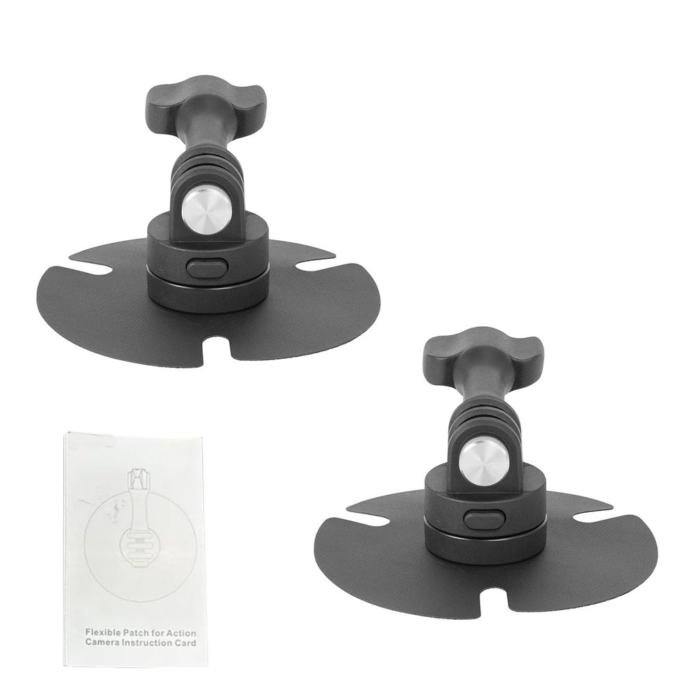 Jiawu Flexible Adhesive Helmet Mount, 2 Pack Action Camera Mount, Adjustable Mounting Adapter Base and Side Lock Buttons for Flat Curved Surfaces, Fit for All Sports Cameras