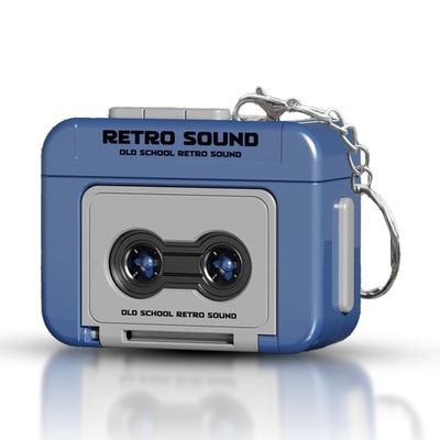 Mini Tape Recorder Keychain, Retro Cassette Design, Portable Vintage Music Player Accessory for Birthday Valentine's Day (Blue)