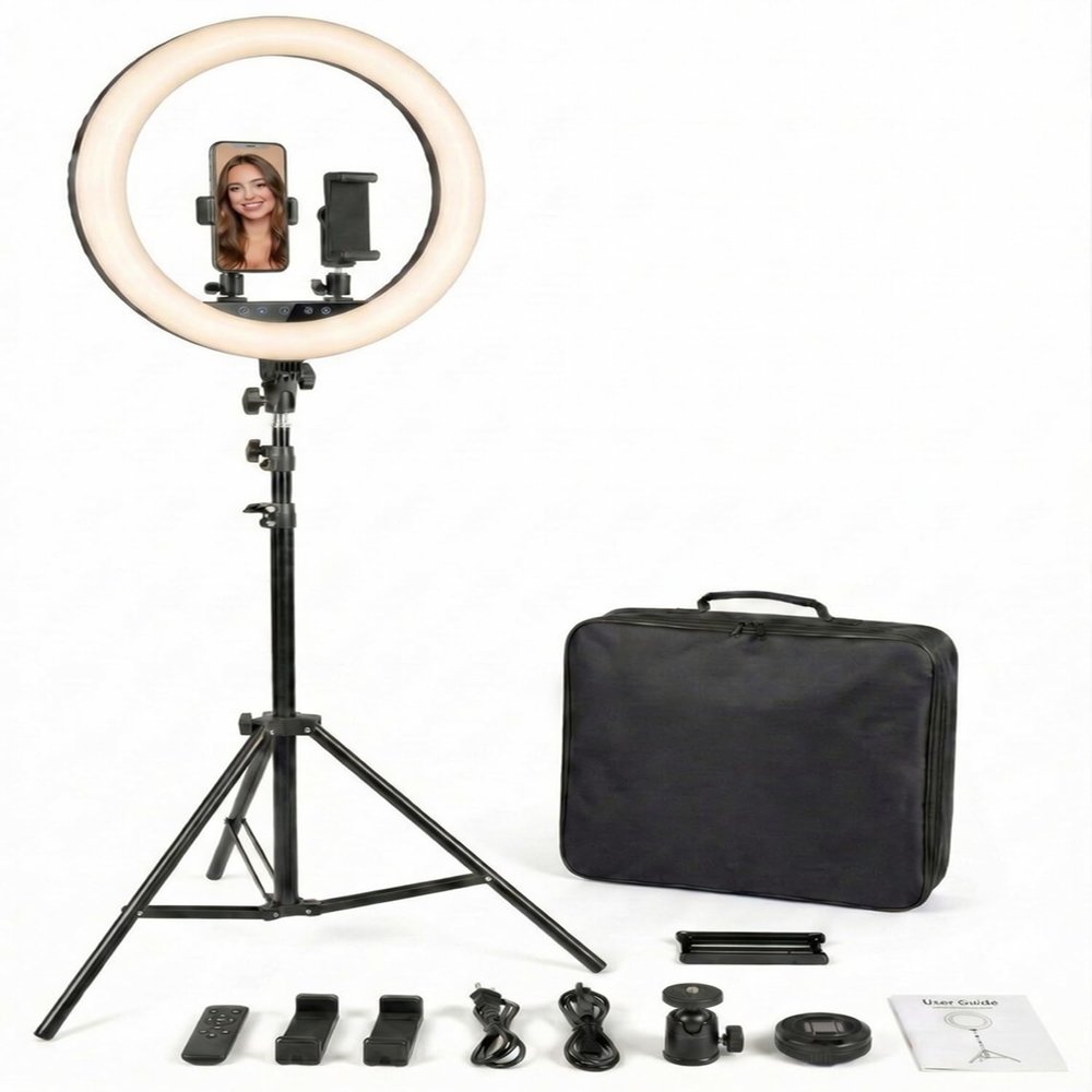 21" Ring Light with Tripod Stand, 55W LED Dimmable 3000K-6000K, CRI95, Phone and Camera Mount, Remote for TikTok, YouTube, Makeup, Photography