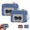 Creative Mini Tape Recorder Keychain,Can Record 15s,Mini Tape Player With Songs, Handbags Portable Cassette,Couple Gift for Birthday Valentine's Day (blue-2PCS) view 1