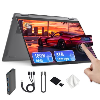 Lenovo Yoga 7i 2-in-1 16" 2K Touchscreen Laptop, Intel Ultra 5 226V, 16GB LPDDR5X, 3TB Storage(2TB SSD & 1TB Docking Station), Intel Arc Graphics, Backlit Keyboard, Fingerprint, Win 11, Gray