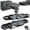Car Dash Cam Wireless Front Rear 360 Full View 4K Dual Security 24HR Rechargeable 4 Channel Mirror Rearview Interior Auto Video On-Dash Mounted Driving Recorder Truck Electronics Accessory(128G)