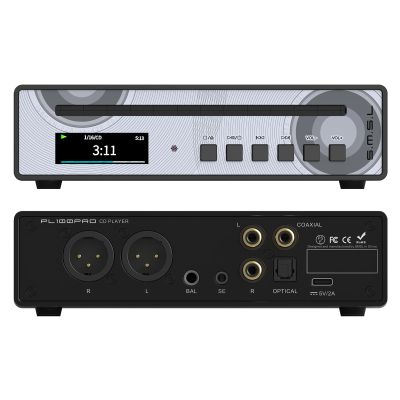 SMSL PL100PRO CD Player for Home Car CD Transport CS431312 Decoder Chip Preamplifier MQA Decoding RCA/XLR/3.5 mm/4.4 mm Headphone/Opt/Coa Digital Output with Remote Control-Black