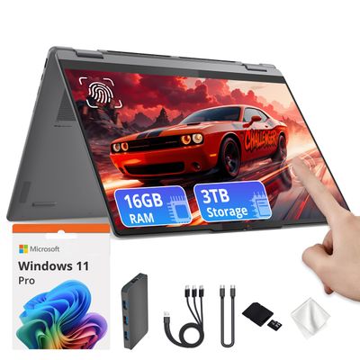 Lenovo Yoga 7i 2-in-1 16" 2K Touchscreen Laptop, Intel Ultra 5 226V, 16GB LPDDR5X, 3TB Storage(2TB SSD & 1TB Docking Station), Intel Arc Graphics, Backlit Keyboard, Fingerprint, Win 11 Pro, Gray