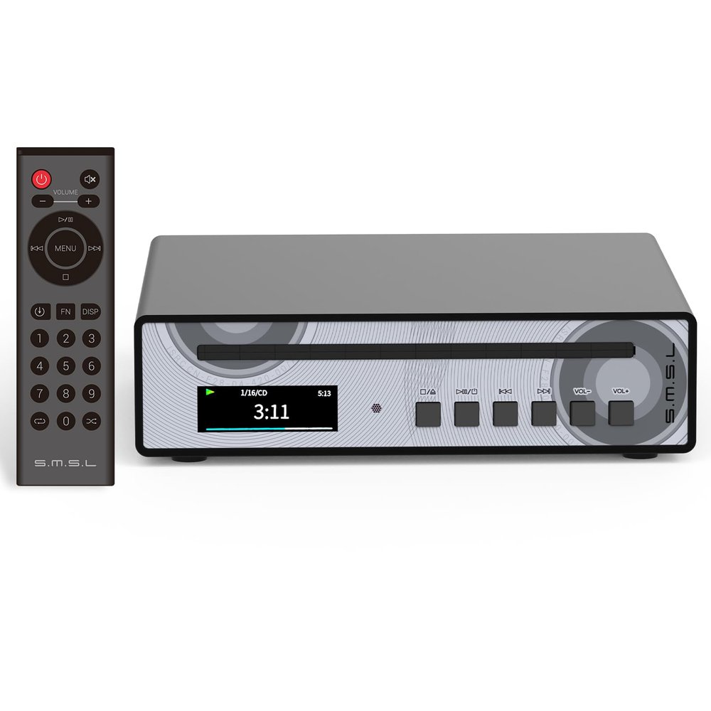 SMSL PL100PRO CD Player for Home Car 2CS43131 Decoder Chip Preamplifier Lossless MQA Playback CD Transport RCA/XLR/3.5 mm/4.4 mm Headphone/Optical/Coaxial Digital Output with Remote Control-Black