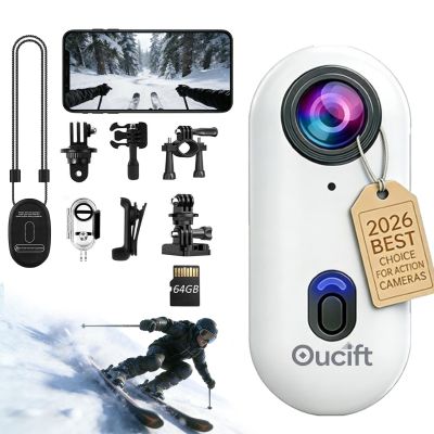 4K Mini Body Camera Small Pov Thumb Action Camera 64GB Wearable Waterproof Bodycam Magnetic Skiing Sports Clip Cam Wireless Pocket Necklace Cam for Pets Cycling, Swimming, Hidden Body Cams(White)