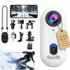 4K Mini Body Camera Small Pov Thumb Action Camera 64GB Wearable Waterproof Bodycam Magnetic Skiing Sports Clip Cam Wireless Pocket Necklace Cam for Pets Cycling, Swimming, Hidden Body Cams(White) view 1