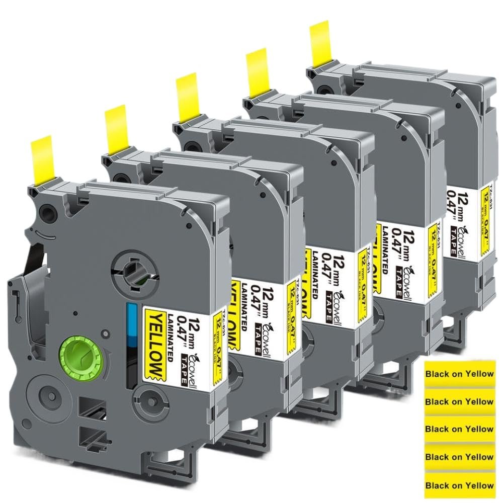 5PK 12mm Labels 231 Compatible with PTH110 Label Maker Machine Replacement for 131 431 531 631 731(Black on Green)