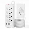 10FT Power Strip with Individual Switches, 4 AC Outlets & 4 USB Ports (3 USB-A, 1 USB-C), Flat Plug Extension Cord for Home, Office, Desk and Dorm view 1