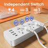 10FT Power Strip with Individual Switches, 4 AC Outlets & 4 USB Ports (3 USB-A, 1 USB-C), Flat Plug Extension Cord for Home, Office, Desk and Dorm view 3