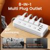 10FT Power Strip with Individual Switches, 4 AC Outlets & 4 USB Ports (3 USB-A, 1 USB-C), Flat Plug Extension Cord for Home, Office, Desk and Dorm view 4