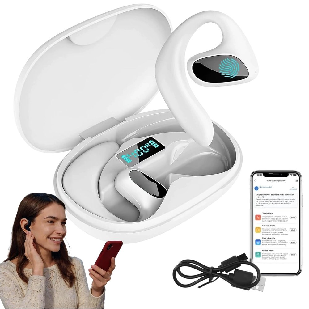 2026 New Translation Earbuds, Speak 144 Languages in Seconds with No Wi-Fi, No Complicated Apps, No Stress, Bluetooth Wireless Earphones for Travel, Business, Calls & Music (White)