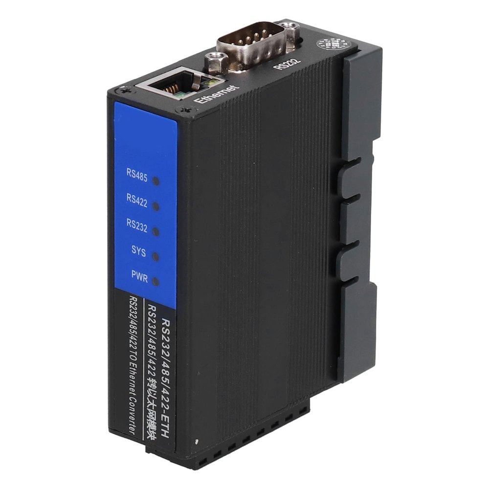 RS232 RS485 RS422 to Ethernet Serial Device Server Industrial Module for Data Communication, Supports Transmission and Web Configuration, DC 9V to 24V Operating Voltage