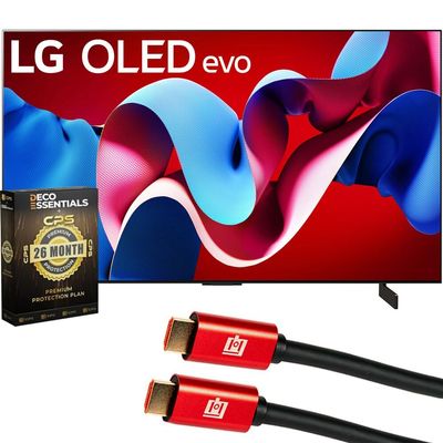 LG OLED65C4PUA 65 Inch Class OLED evo C4 Series Smart TV 4K Processor (2024) Bundle with Deco Essentials CPS Exclusive 26Month Protection Pack (BEACH-CPS-262000) + Deco Gear 4K HDMI Cables x2