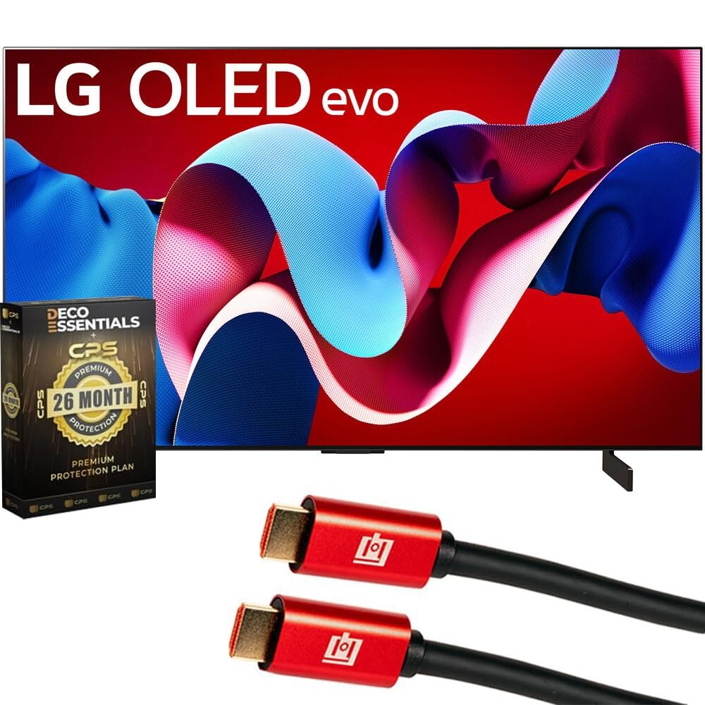 LG OLED65C4PUA 65 Inch Class OLED evo C4 Series Smart TV 4K Processor (2024) Bundle with Deco Essentials CPS Exclusive 26Month Protection Pack (BEACH-CPS-262000) + Deco Gear 4K HDMI Cables x2