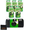 Fujifilm QuickSnap Flash 400 Camera, Fujifilm Disposable Camera with Flash, 27 Exposures with Sunshine Photo Microfiber Cloth (5 Pack) view 1