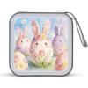 VTCTOASY Bunny Floral Eggs CD Case 40 Capacity Hard Plastic DVD Cases Portable Disc Wallet Storage Binder Heavy Duty VCD Storage Box Large Media Binder for Car Home Office Travel view 1