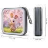 VTCTOASY Bunny Flower CD Case 40 Capacity Hard Plastic DVD Cases Portable Disc Wallet Storage Binder Heavy Duty VCD Storage Box Large Media Binder for Car Home Office Travel view 2
