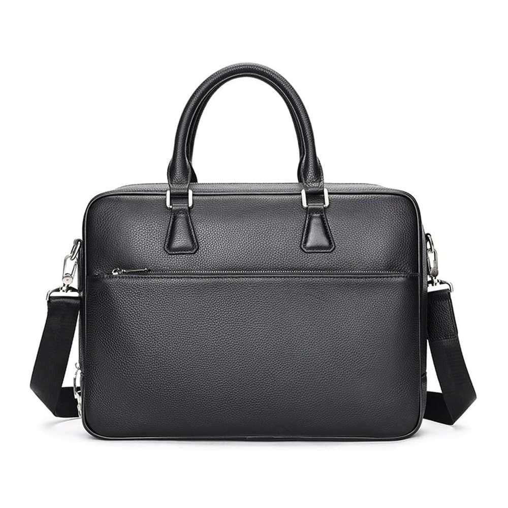 Briefcase Men's Cowhide Laptop Bag With Password Lock Top For Business Travel