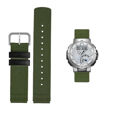23mm Quick release Silicone strap Men's Compatible with For Casio PROTREK PRW-61Y/60/35/50/70Y/73X watch band PRW6800 PRW6900 Nylon bracelet (Nylon Green-Silver, 23mm)