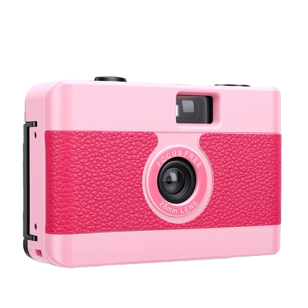 TYTOGE 35mm Film Camera Vintage Style Reusable Camera Built in Flash for Travel Photography (Pink)