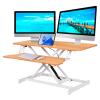 37 Inch Height Adjustable Standing Desk Converter, Stand up Desk Riser with Keyboard Tray, Sit to Stand up Workstation, Two Monitor and Laptop Desks Riser, Natural Wood view 1