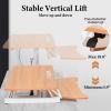 37 Inch Height Adjustable Standing Desk Converter, Stand up Desk Riser with Keyboard Tray, Sit to Stand up Workstation, Two Monitor and Laptop Desks Riser, Natural Wood view 3