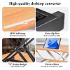 37 Inch Height Adjustable Standing Desk Converter, Stand up Desk Riser with Keyboard Tray, Sit to Stand up Workstation, Two Monitor and Laptop Desks Riser, Natural Wood view 4
