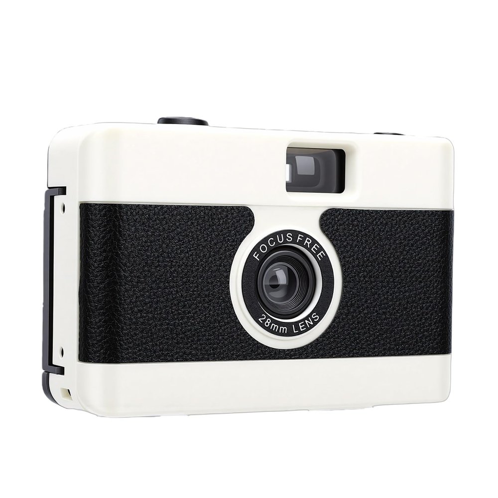 TYTOGE 35mm Film Camera Vintage Style Reusable Camera Built in Flash for Travel Photography (White)