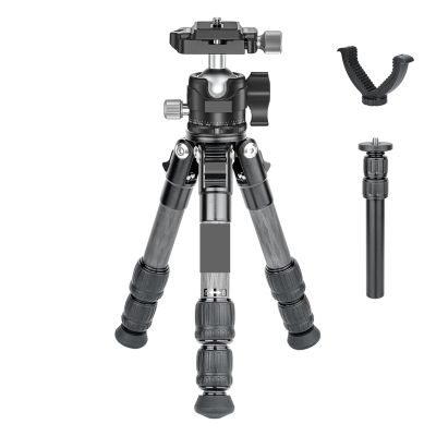 Compatible for DSLR, Mini Carbon Fiber Camera Tripod Portable Lightweight Tabletop Tripod GX2 Travel Tripod Max Load 10kg(Add Column Bracket)
