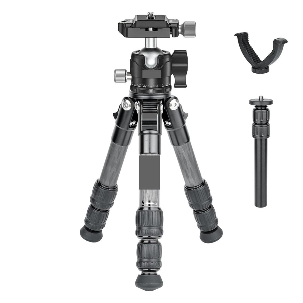Compatible for DSLR, Mini Carbon Fiber Camera Tripod Portable Lightweight Tabletop Tripod GX2 Travel Tripod Max Load 10kg(Add Column Bracket)
