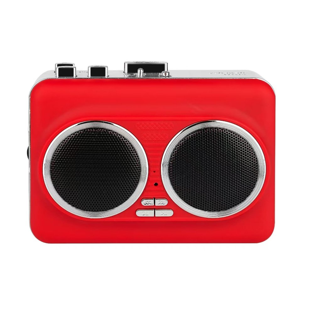 Cryfokt Portable Cassette Player, Stereo Dual Channel USB Tape to MP3 Converter with Built in Speaker and 3.5mm Jack, for Music Lovers and Vintage Audio Enthusiasts (Red)