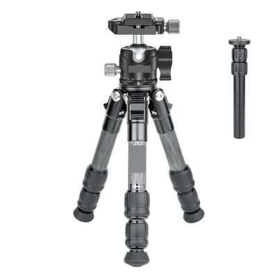 Compatible for DSLR, Mini Carbon Fiber Camera Tripod Portable Lightweight Tabletop Tripod GX2 Travel Tripod Max Load 10kg(Add Center Column)