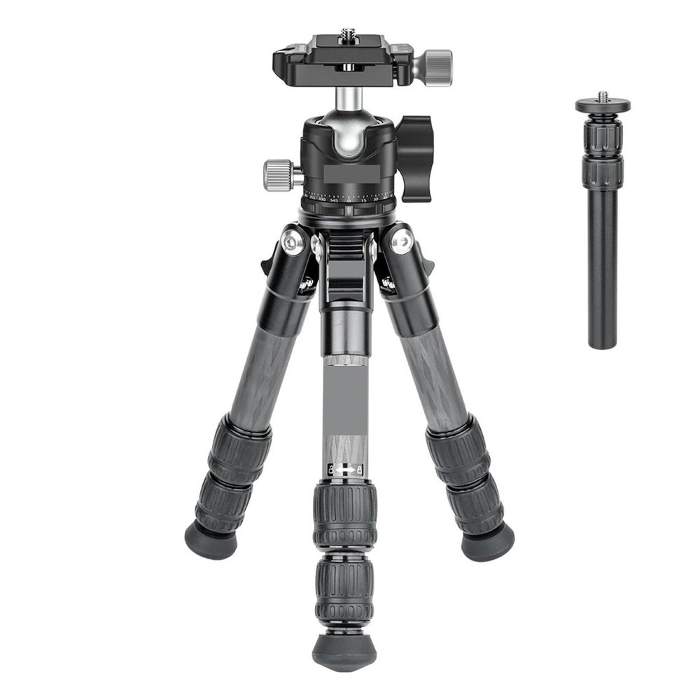 Compatible for DSLR, Mini Carbon Fiber Camera Tripod Portable Lightweight Tabletop Tripod GX2 Travel Tripod Max Load 10kg(Add Center Column)