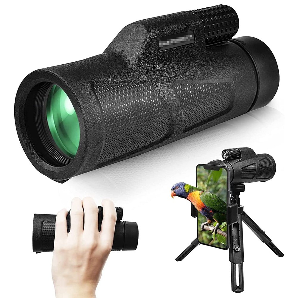 Monocular Telescope Compact Retractable Telescope Wide Angle Prism Scope Telescope with Phone Clip Tripod Telescope