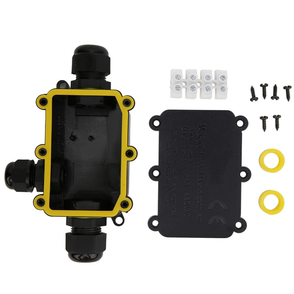 IP68 Water Proof Plastic Junction Box for Underwater Electrical Connections up to 5m Depth, T100 Model, 450VAC 24A Electrical Rating, UL94V - 2 Material, Fits 5-12mm Cable