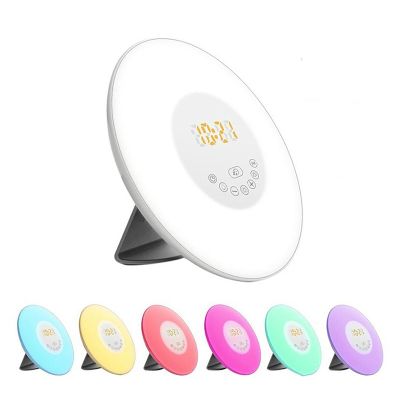 Sunrise Alarm Clock Wake Up Light, Natural Light & 6 Nature Sounds with FM Radio, Snooze Function, Multicolor Mood Lamp for Bedroom, Compact Touch Control
