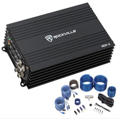 Rockville RDF-4 Bundle: 4-Channel Car Amplifier 2800W Peak / 700W RMS with RWK42 4 Gauge 4-Channel Amp Wiring Kit with (2) RCA, 2-Items