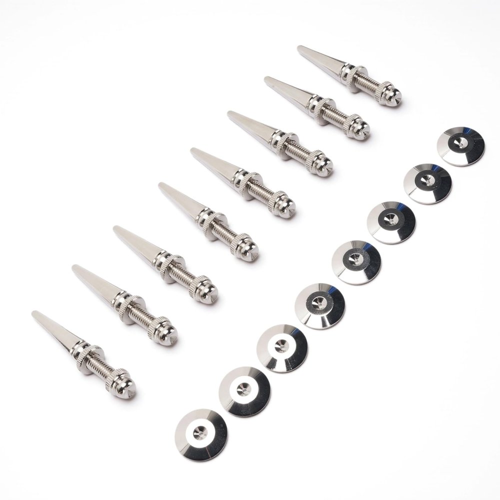 BONKZEBU 8 Pcs Speaker Spikes, Pure Copper Shockproof Isolation Spikes with Adjustable Height for Speakers Amplifiers Turntables, Subwoofer CD DVD Player