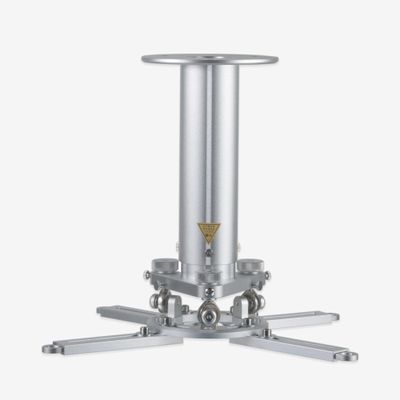 cinesleek Universal Projector Ceiling Mount  28-45cm (11"-17.7") Height Adjustable, 360 Rotation, 10 Knob Tilt, Fits 1-4 Hole Projectors up to 55 lbs for Home Theater, Office, Classroom (Silver)