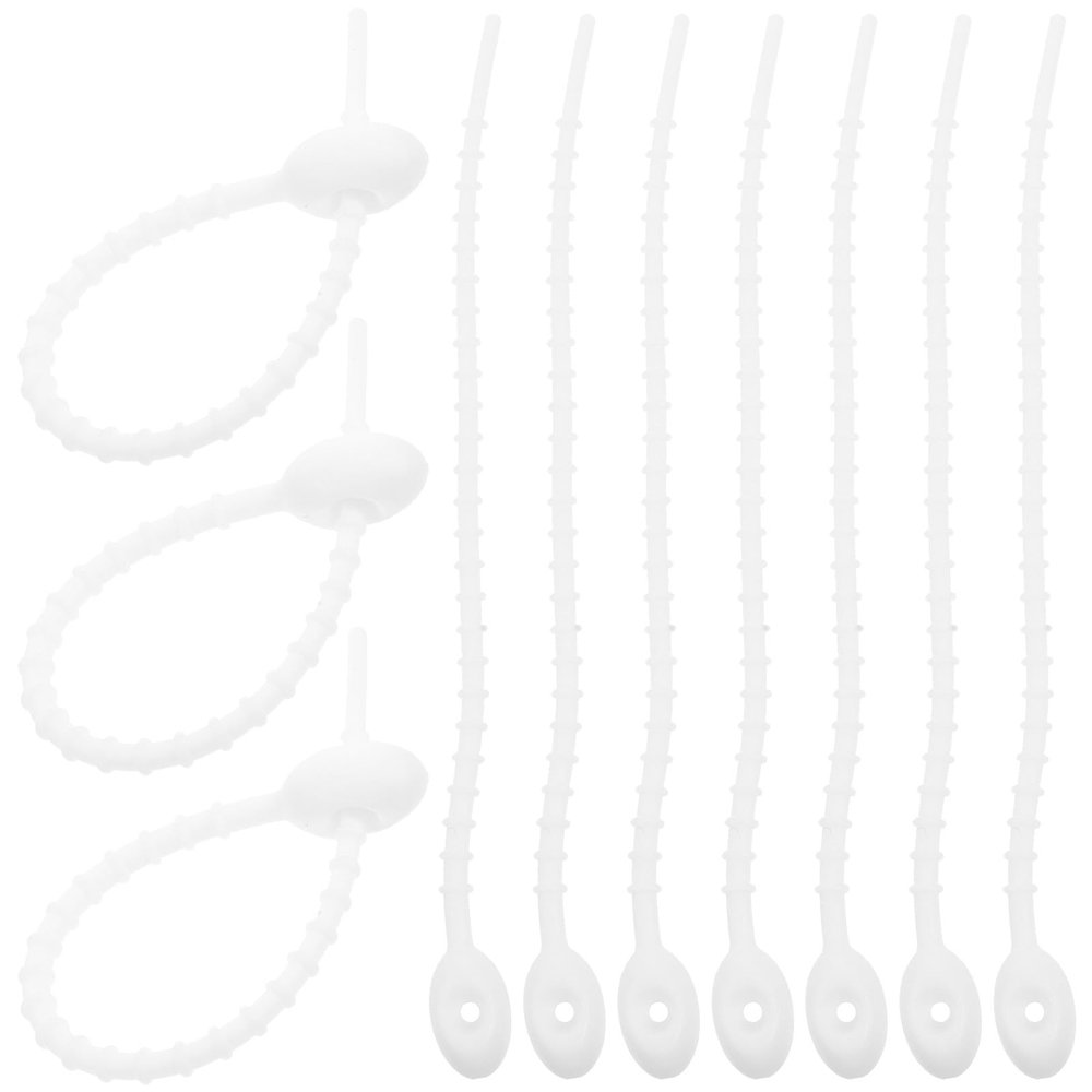 CIYODO 20pcs White Reusable Silicone Cable Ties Adjustable Cord Management Straps for Electronics Chargers Keychains and Small Wire Organization