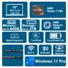 Dell 16 Laptop 16" WUXGA Touchscreen AMD 8-core Ryzen 7 250 32GB RAM 1TB SSD Backlit ExpressCharge WiFi6 for Creator Designer Business Professional Win11Pro view 3