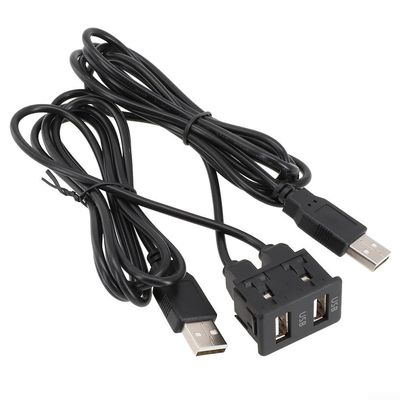 150CM Car Dash USB Panel Extension Adapter Cable for Audio Connection with Dual USB A Type Male Connectors