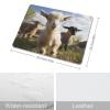 Cute Goat Mouse Pad for Office, Leather Mouse Mat with Non-Slip Base, Waterproof Desk Pad Protector for Home, Personalized Mouses Mat for Travel, Outdoor, 10" X 8" view 2