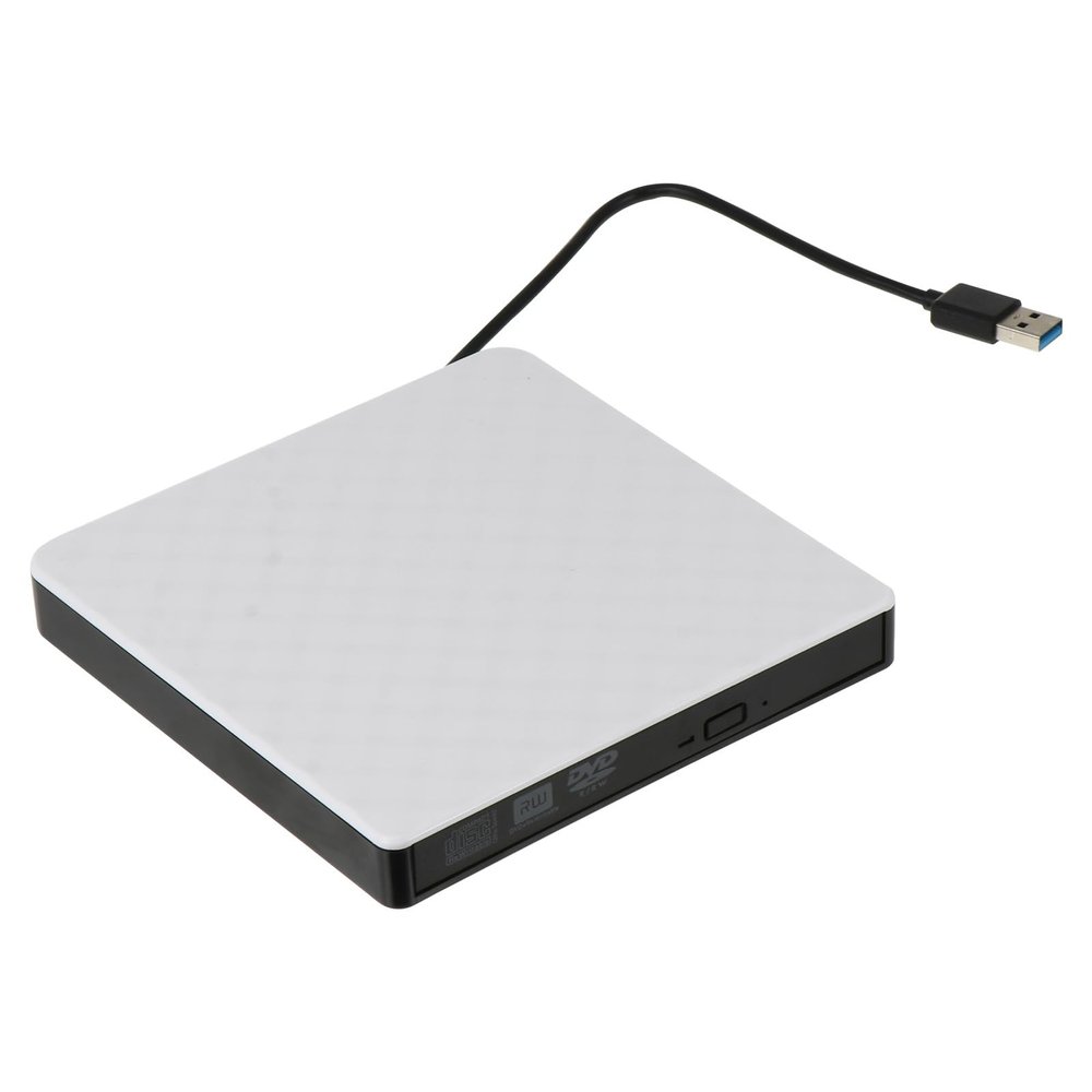 Alipis External DVD Burner and CD Drive USB 3.0 Ultra Portable Optical Drive Compatible with Laptop and Desktop Computers White