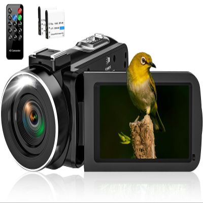 2.7K 48MP 30 FPS Camcorder Video Camera Digital Camera 16X Digital Zoom 3.0'' Flip Screen YouTube Vlogging Camera with Remote Control and 2 Batteries