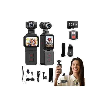 5K Handheld Vlogging Camera,WiFi Pocket Action Camera with stabilization,270 auto-Rotating Wide-Angle,Rotating Touchscreen WiFi face Recognition,for Traval,YouTube Camcorder and vlogging (128gb)