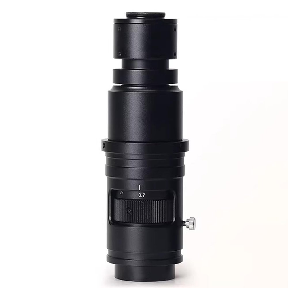 120X Microscope Camera Zoom Lens, Industrial Adjustable Monocular Eyepiece, 0.7-5X Continuous Adjustable Magnification, with C Mount, Lab Microscope Accessories
